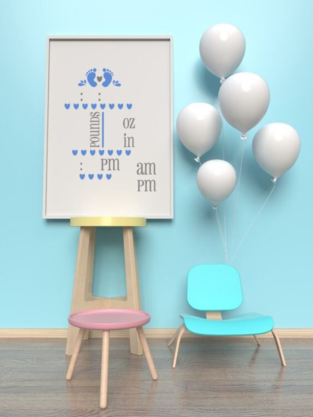 Boy Elephant Ear Birth Stats Template, New Born Welcome Baby Png, Birth ...