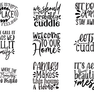 Pillow SVG Bundle, Pillow Quotes Bundle, welcome to our home, family cricut, cutfile, home svg, Housewarming, pillow print, png, eps, dxf