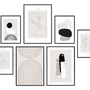 Poster Set abstrakt | Bilder Set grau beige |  Wandbilder Wohnzimmer Deko Schlafzimmer Flur | Hyggelig Home Posterset ohne Rahmen