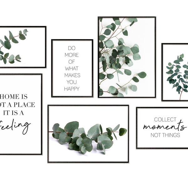 Poster Set Eukalyptus | Bilder Set Natur | Pflanze Blume grün Wohnzimmer Schlafzimmer  | Hyggelig Home Posterset ohne und mit Rahmen