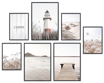Poster set lighthouse | Picture set nature | Wall pictures beach Baltic Sea North Sea living room bedroom | Hyggelig Home poster set without frame