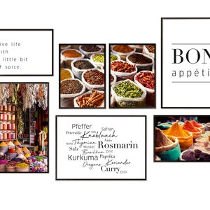 Poster set kitchen | Picture set spices | Herbs wall pictures vegetables decoration dining room kitchen poster | Hyggelig Home poster set without frame