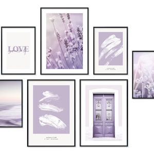 Poster Set Lavendel | Bilder Set lila | Wandbilder Wandposter Wohnzimmer Schlafzimmer abstrakt | Hyggelig Home Posterset ohne Rahmen
