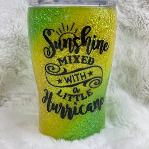 Sunshine Yellow Glitter Tumbler/Green Margarita/ Personalized tumbler/Custom Cup/Ombré Tumbler/Personalized Gift/Gift for Her/Glitter Epoxy