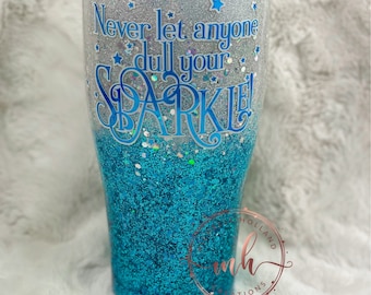 Blue and Silver Ombre Custom Tumbler/ Made to Order/Personalized Gift/Sparkle Cup/Glitter Mug/Glitter Tumbler