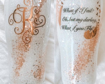 Glitter Tumbler/Ombre Glitter Tumbler/Rose Gold Tumbler/Inspirational Saying/My Darling Tumbler/Gift for Her/Sparkle Cup/Personalized Tumble