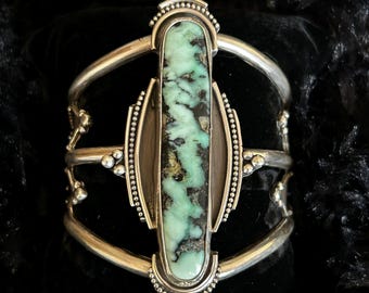 Bracelet manchette original en varacite Angle Wing - Fait main - Argent sterling - 5,5 pouces de diamètre avec 1 pouce d'ouverture