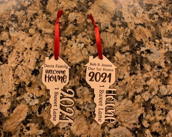 First Home Ornament / Our First Christmas / New Home Gift / Housewarming Gift / Christmas Ornament / First Home Gift / Wood Key Ornament