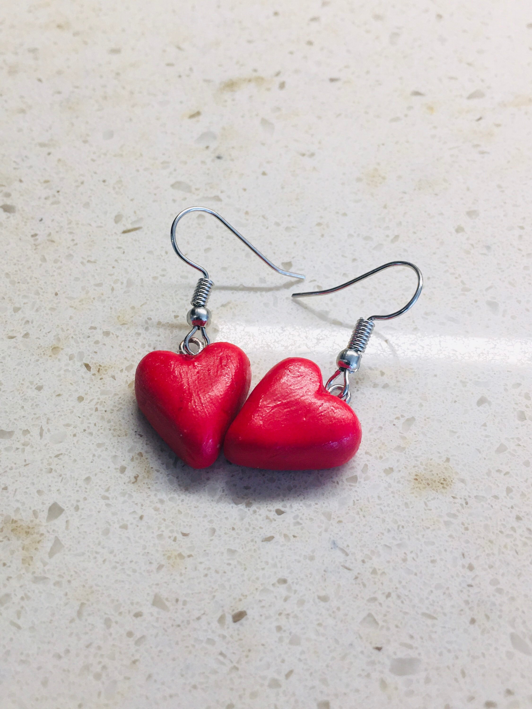 Polymer Clay Heart Earrings Etsy