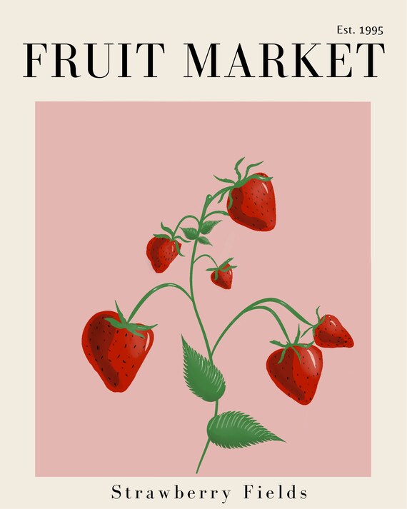 Art Print | Fruit Market Strawberry Fields Flower Trendy Art Print | Fruit Market Strawberry Fields Flower Trendy