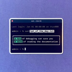 Funny Programmer Sticker About Skipping The Documentation (3in. X 2in.), Vinyl Laptop Decal, Debugging Joke, Gift for Software Engineer