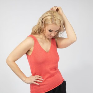 Silk and Organic Cotton  hand knitted Tanktop