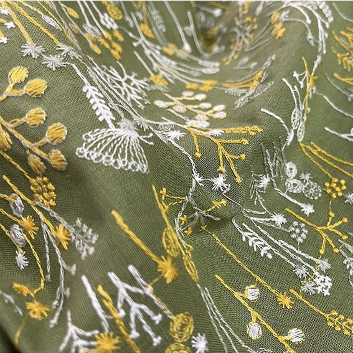 Quality cotton and linen fabric Three dimensional embroidery Etsy