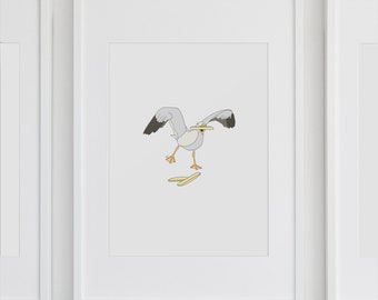 Pastel Drawing The Newcastle Seagulls A5 and A4 Travel Travel