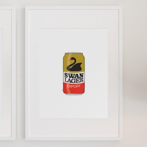 Beer Series - Swan Lager | Digital Print File | Illustration | Print | Home Decor | Aussie | Beer | Alcohol | Beverage
