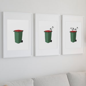 The Bin Chicken Series - Red (Set of 3) | Digital Print File | Illustration | Print | Home Decor | Aussie | Australian
