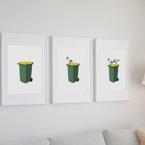 The Bin Chicken Series - Yellow (Set of 3) | Digital Print File | Illustration | Print | Home Decor | Aussie | Australian