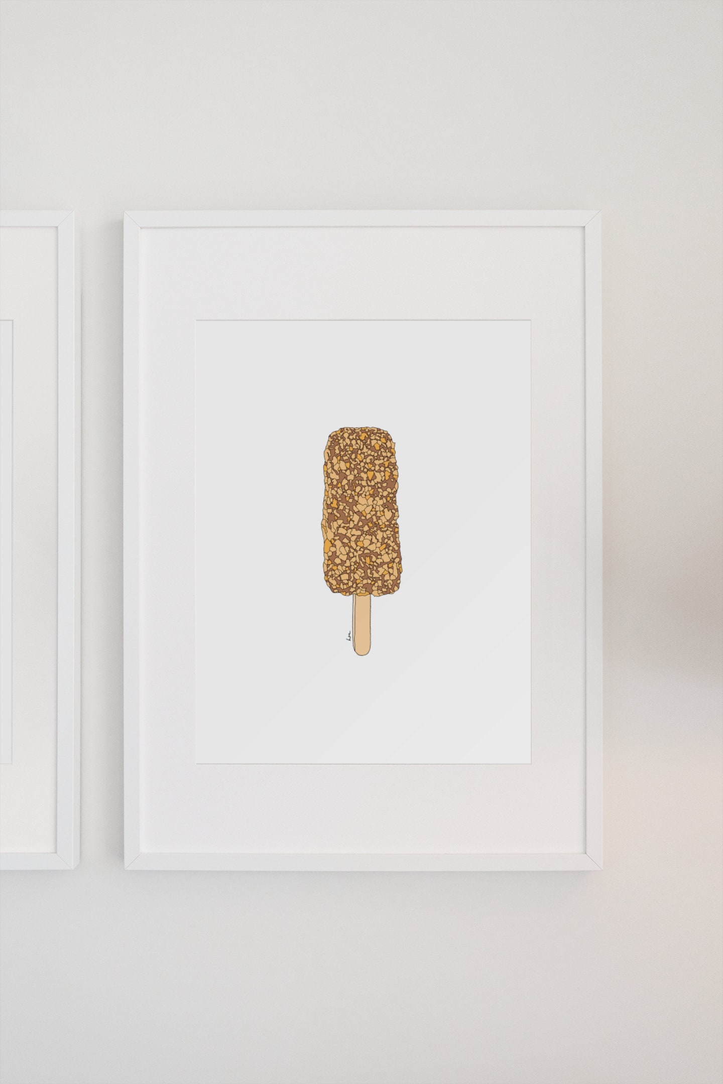 Ice Cream Golden Hand-drawn Illustration Print | Etsy