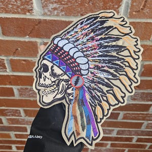 So Glad You Made It Grateful Dead Iron on Indian Headdress Patch, Spring 90 Album Cover Iron on Patch.