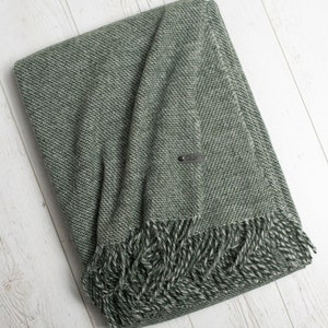 Pure wool throw blanket, Dark green, Pure wool plaid, Couch plaid, Organic gift idea