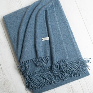 Merino throw blanket, Blue color, Woolen plaid, Eco gift, Soft blanket