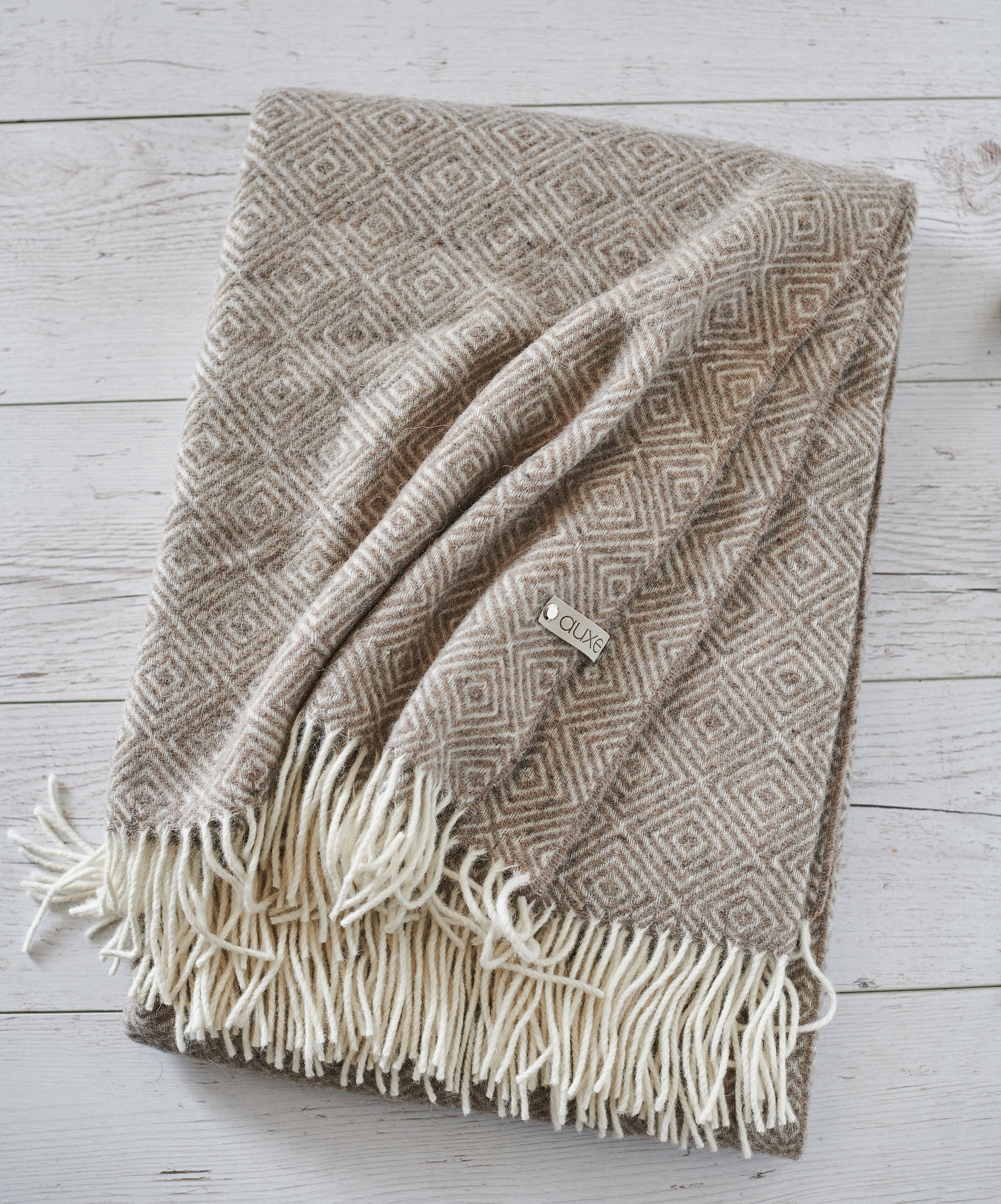 Extra Quality Merino Throw Blanket, Light Brown Colour, With