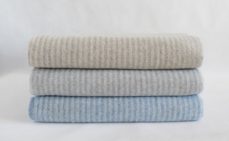 Merino throw blanket with cashmere, Soft, Beige, Wool plaid, Organic gift image 5