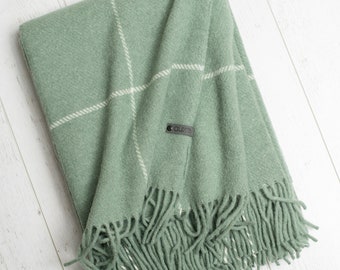 Pure wool blanket, Sofa blanket in green