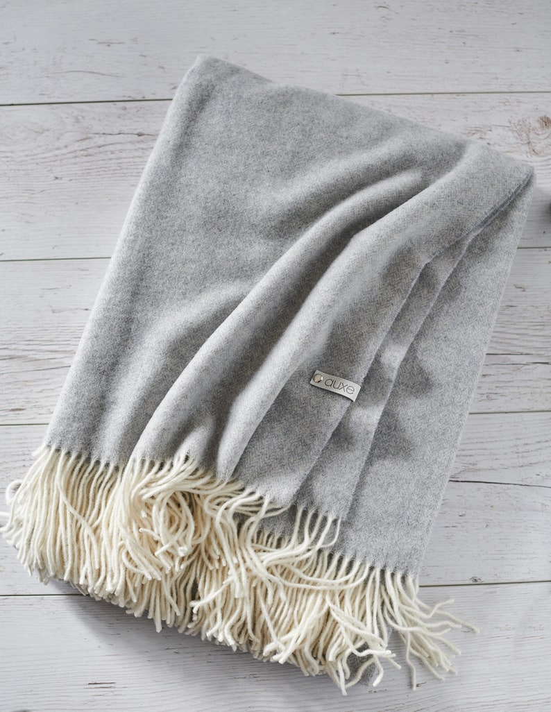 Extra Quality Merino Wool Throw Blanket With Cashmere Beige Etsy