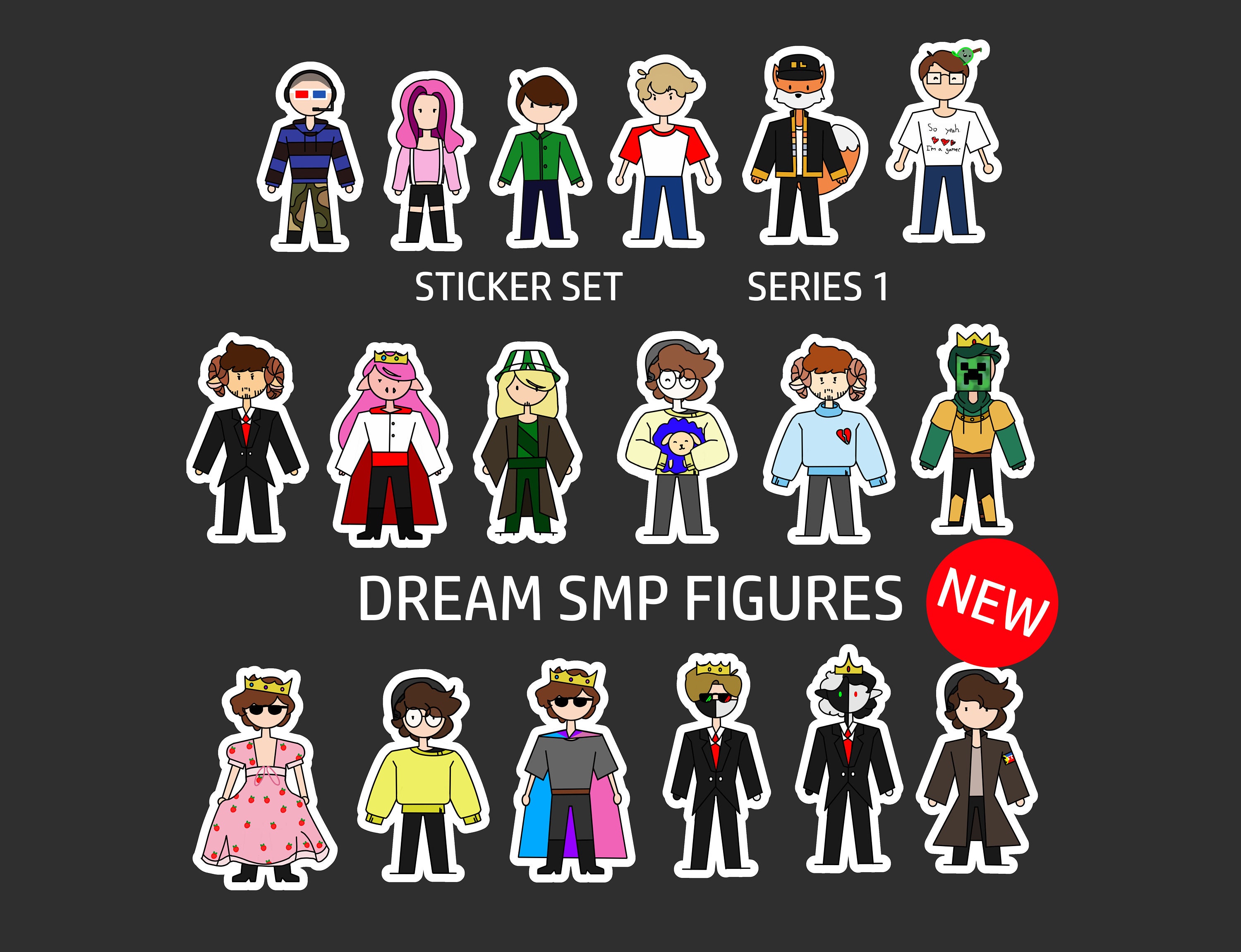 mcyt dream smp stickers figure series 1 etsy