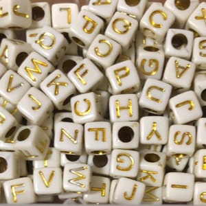 Double Sided Gold Initial Letter Beads, 9x9mm Alphabet Beads