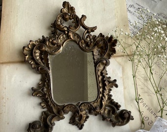 Resin mirror. Italian vintage mirror. Baroque style mirror in resin. Vintage wall mirror. Bohemian decor.