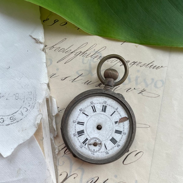 Vintage Cylinder Tissot Geneve pocket watch. Not working. Antique collectible pocket watch. Material to create.