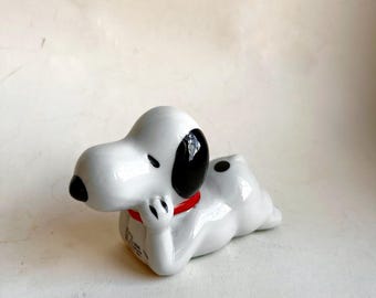 スヌーピーハウス　SNOOPY　レア　ビンテージ Rare Vintage Snoopy on Dog House Ceramic Figurine Schulz 1966