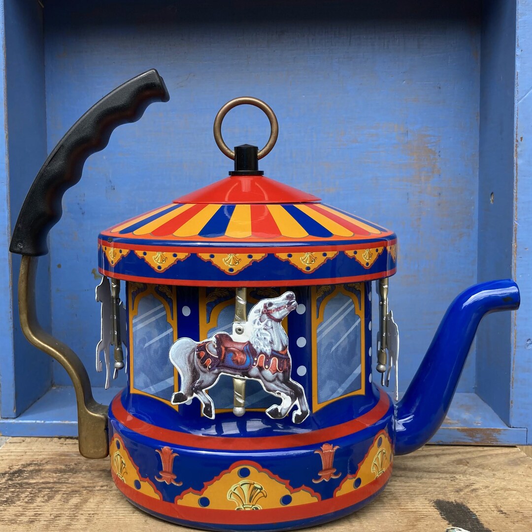 Large Vintage Kettle by Kamenstein Carousel World of Motion carousel Mechanism Not Working