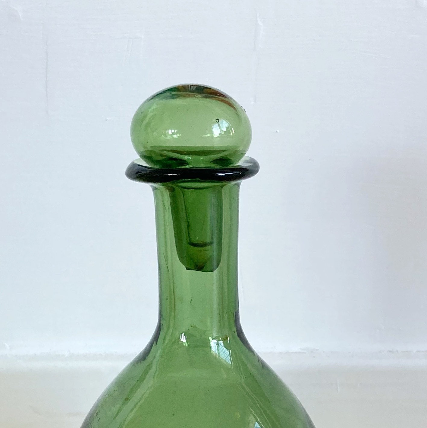 Bottle Vintage Emerald Green Ampoule With Blown Glass Etsy