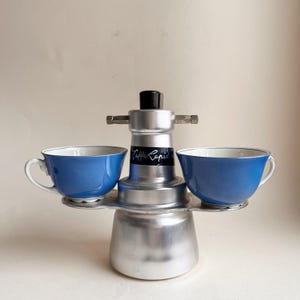 Vintage Stovetop Moka Pot in Pure 995 Aluminum and Bakelite, Branded "Caffe Rapid", 70s, Made in ITALY, Collectible Espresso Maker 2 cups
