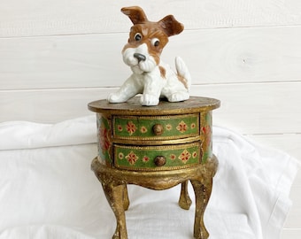 Wood Florentine cabinet jewelry. Jewelery holder Florentine craftsmanship. Vintage Jewelry Cabinet Box.  Florentine Miniature bedside table.