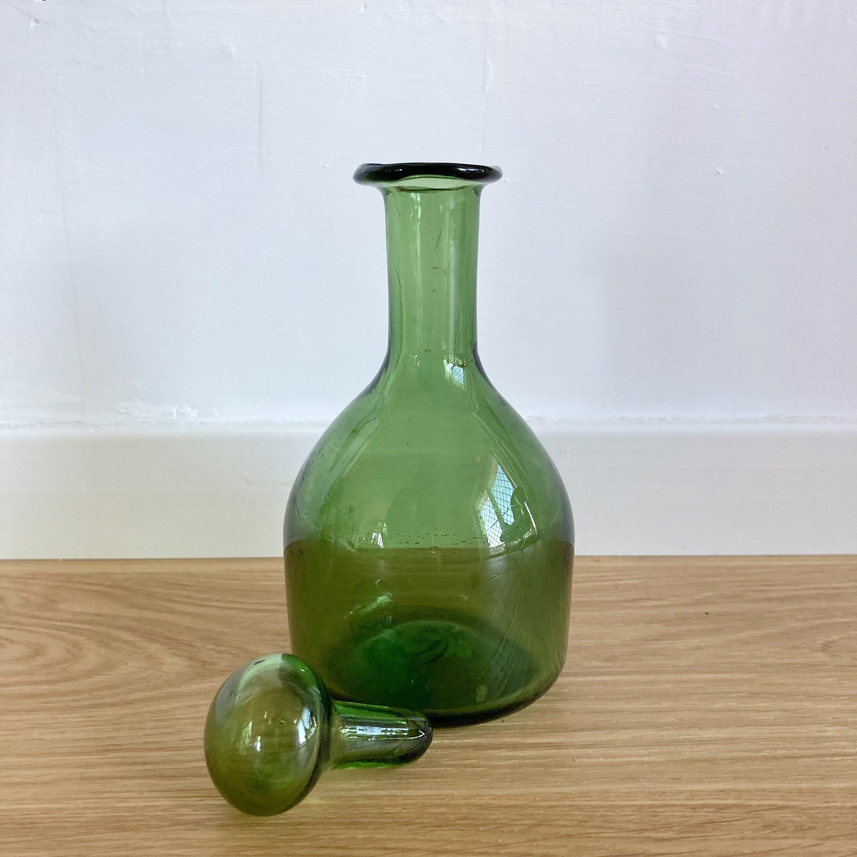 Bottle Vintage Emerald Green Ampoule With Blown Glass Etsy
