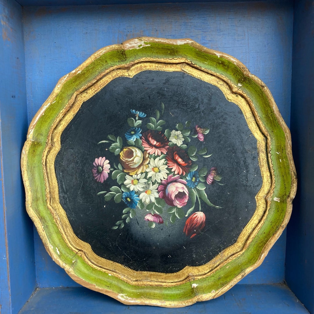 Vintage Italian Florentine Tray. Vintage Florentine Tray. Gold and Wood Tray. Made in Italy