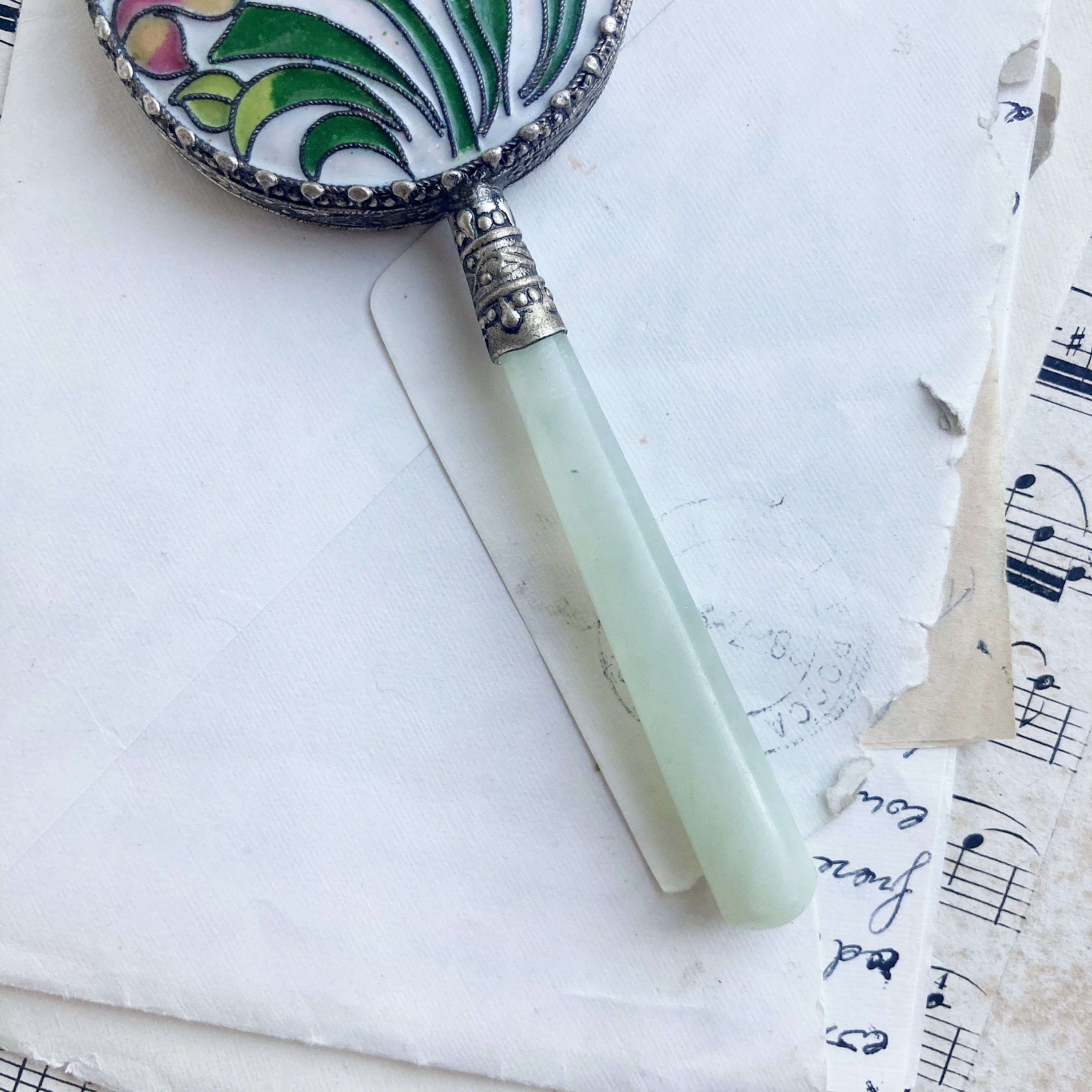 Vintage Chinese Hand Mirror. Vintage Pewter Hand Mirror With Etsy