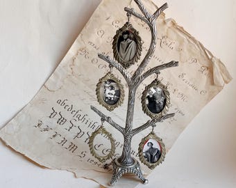 Arbre Porte-Photos Vintage – Métal Argenté – Cadres Ovales – Déco Rétro
