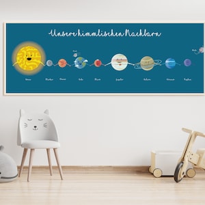 Plakat, Poster, Sonnensystem, Kinderzimmer, Babyzimmer, Kindergarten, Kita, Lernposter, Planeten, Solarsystem