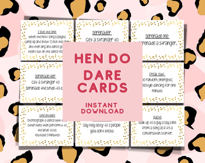 Hen Do Dare Games Drinking Games Instant Download Printable Etsy