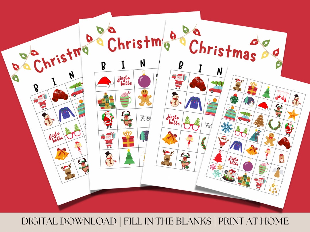 Printable Christmas Bingo Instant Printable Fun Party Game Christmas ...