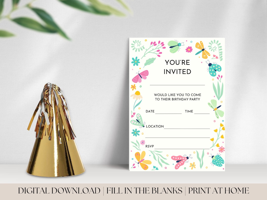 Printable Birthday Invitation Blank Invitation Instant Download Fill-in ...