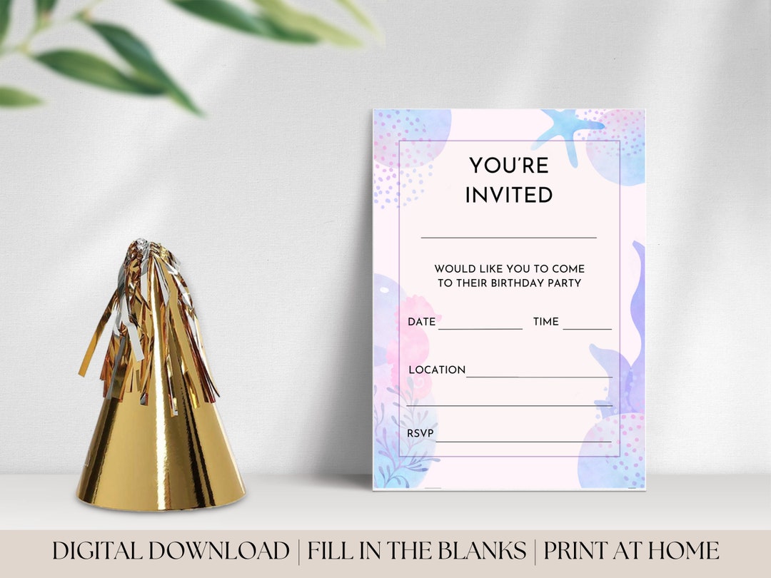 Printable Birthday Invitation Blank Invitation Instant Etsy