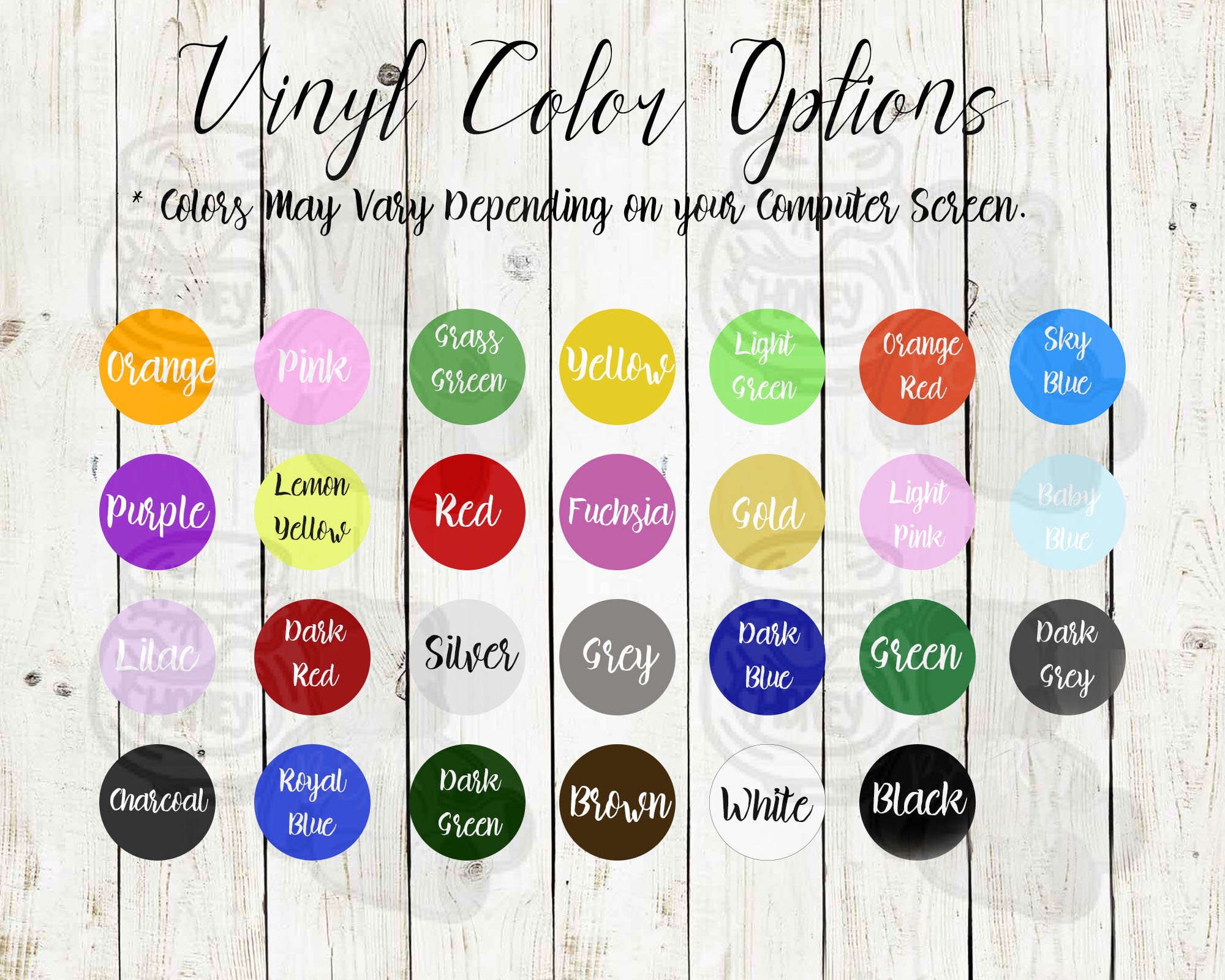 Vinyl Color Chart Color Chart Etsy Color Chart Professional Etsy
