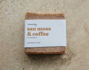 Sea Moss & Coffee Handmade Soap Bar, Peppermint Cinnamon Soap, Sensitive Skin soap, Vegan Shower Bath Soap , Palm Oil Free, Exfoliating Soap