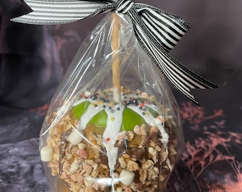 Fake Gourmet Caramel Apple: Nut & Chocolate Drizzle Photo Prop